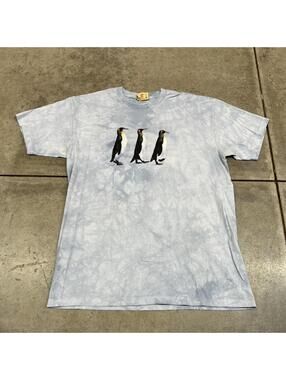 vintage the mountain penguin baby blue nature animal shirt size large